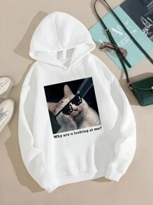 SHEIN 少女基本運動衫,秋冬季節穿著 - 白色 - 查看 1