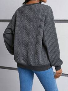 Muchica Mẫu Cổ thuyền viên Áo nỉ - Màu xám đen - Xem 2