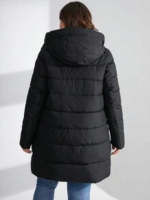 GASMAN Plus Size Women's Zip-Up Hooded Padded Coat - Black - View 2
