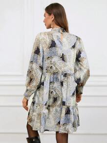 GENKIRA Vestido De Manga Larga Con Estampado De Cachemira Para Mujer - Multicolor - Ver 2