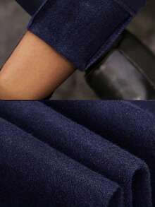 Slant Pocket Thermal Skinny Trousers - Navy Blue - View 3