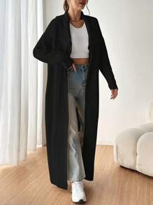 SHEIN EZwear Women's Fashion Solid Color Long Cardigan