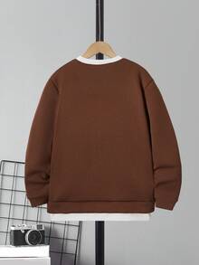 1位男士兩件式暖呢衫,'爸爸和我'主題 - 咖啡棕 - 查看 2