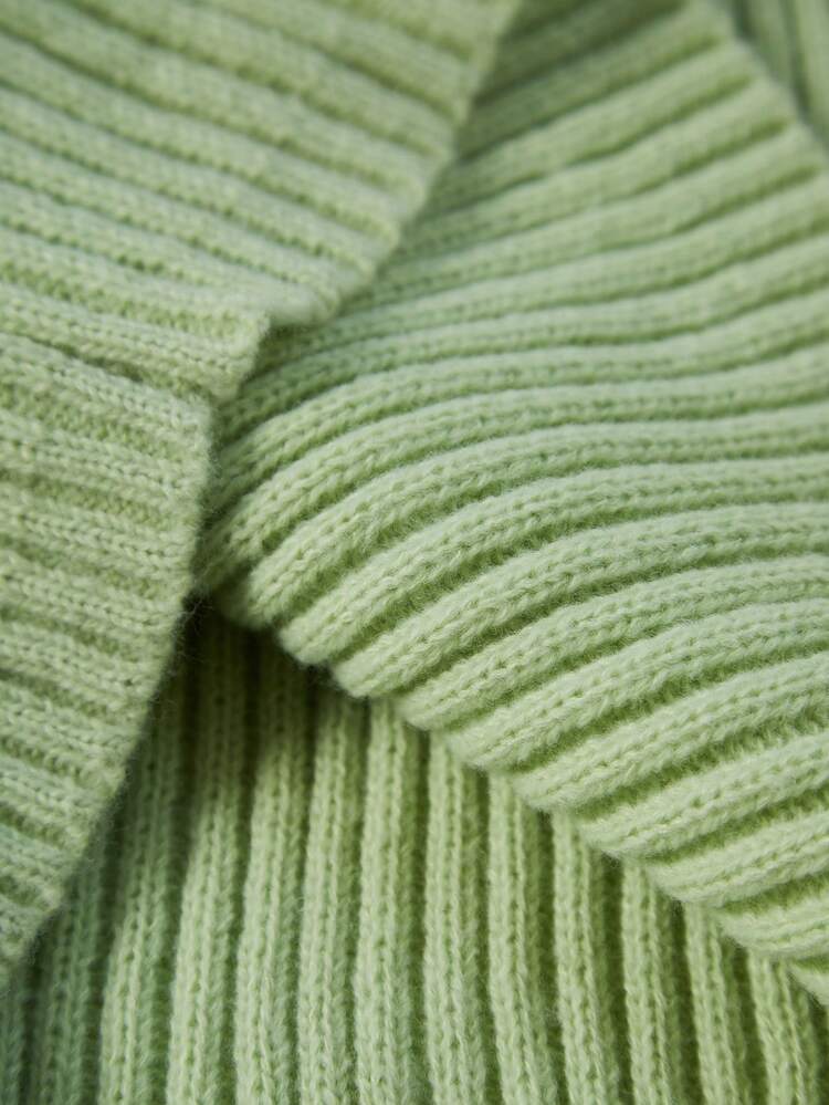 Solid Color Ribbed Knit Sweater Dress