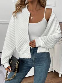 SHEIN LUNE Của phụ nữ Chất rắn Có màu sắc Nhà  Áo khoác - trắng - Xem 4