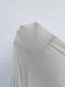 SHEIN LUNE Của phụ nữ Kích thước lớn Thả vai In Khẩu hiệu Lót nhiệt Đầm - Xám - Xem 7