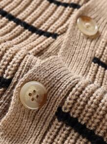 Manfinity Homme Men'S Casual Cardigan With Stripe Pattern And Collar