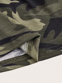 SHEIN EZwear Của phụ nữ Ngụy trang Dệt kim Thon gọn Áo thun - xanh quân đội - Xem 7