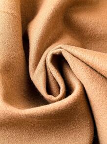 SHEIN LUNE Kích thước lớn Màu thuần Len áo Với Cổ áo thác nước - Màu Khaki - Xem 4