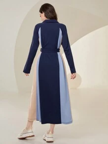 Seusyu 女性彩色拼接腰帶襯衫裙 - 彩色 - 查看 2