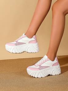 Long lanh Nền tảng Giải trí Của phụ nữ Giày dép - Màu Hồng baby - Xem 2