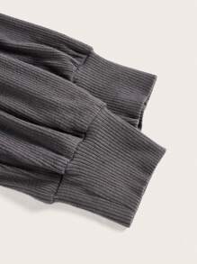 ROMWE PUNK 水鑽心型圖案高領長袖t卹 - 深灰色 - 查看 4