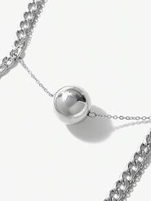 SHEIN ICON 1pc Cool & Fashionable Necklace - Silver - View 4