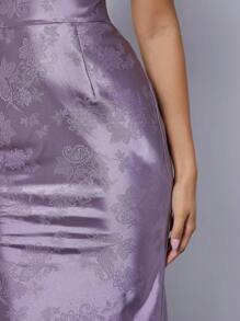Hauture 花卉垂坠前身鱼尾下摆连衣裙 - 紫色 - 查看 3