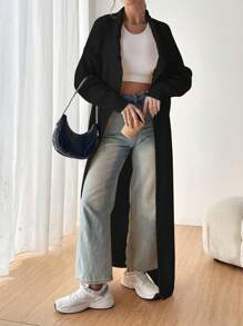 SHEIN EZwear Women's Fashion Solid Color Long Cardigan