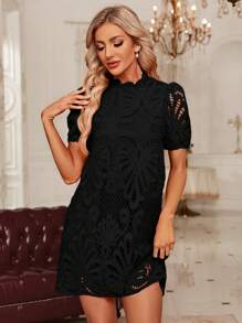 SHEIN Clasi Women's Puff Sleeve Lace Dress