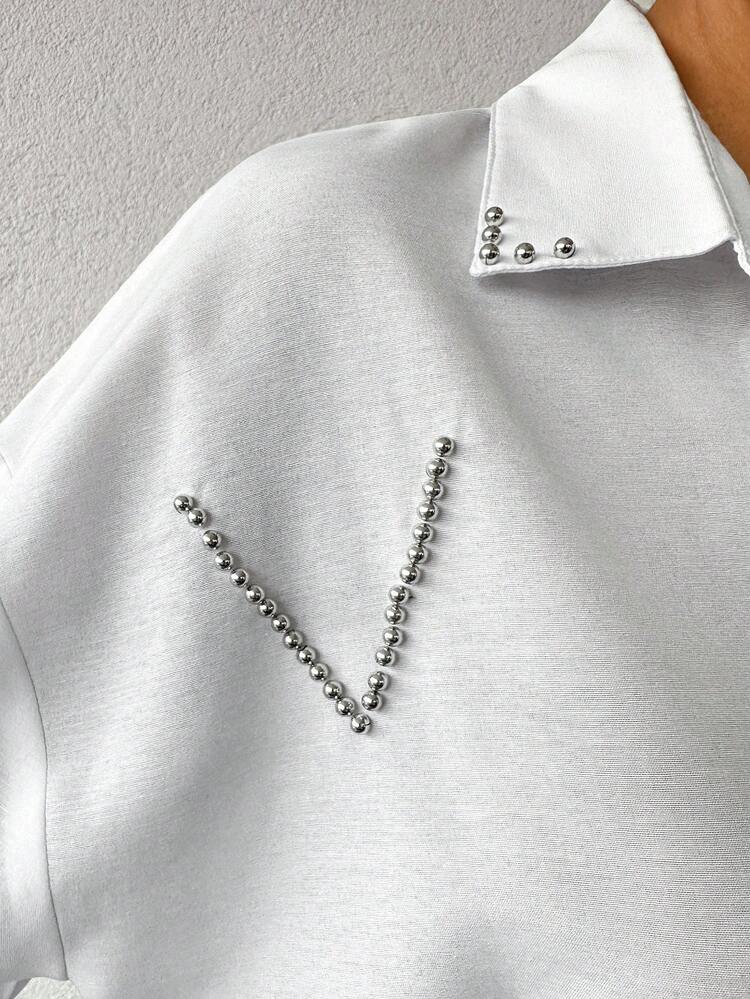 RueChic Ladies' Long Beaded Dress - White - View 4