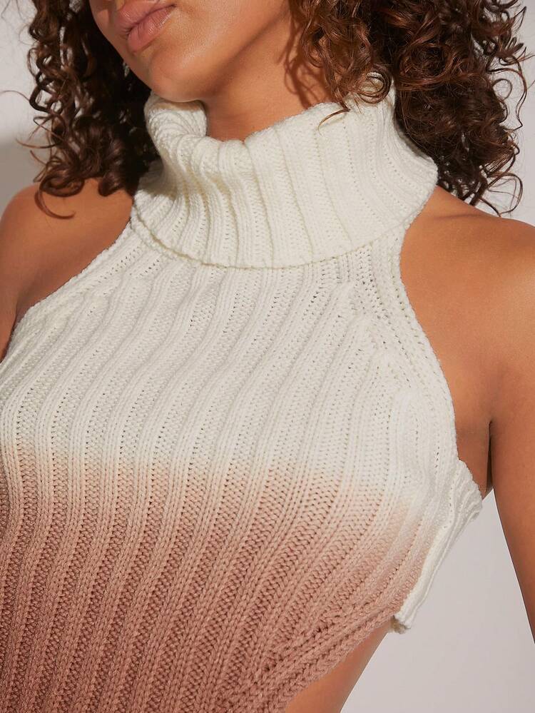 Ombre Turtleneck Sweater Tank Top