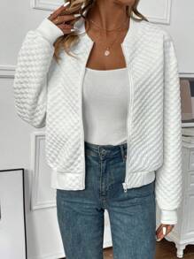 SHEIN LUNE Của phụ nữ Chất rắn Có màu sắc Nhà  Áo khoác - trắng - Xem 5