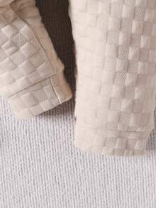 Plaid Jacquard Fabric English Letter Decal Sweatshirt & Pants Set - Apricot - View 5