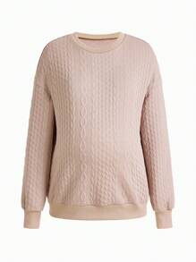 SHEIN Maternity Solid Color Sweatshirt 3pcs/Set, For Winter - Multicolor - View 14