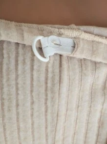 SHEIN Maternity Mock Neck Drop Shoulder Tee & Adjustable Waist Pants - Apricot - View 5