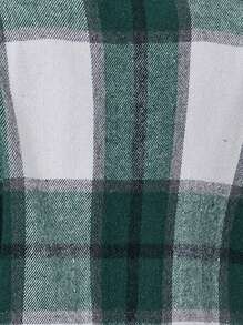 SHEIN Essnce 女款格紋荷葉邊襯衫領夾克 - 軍綠色 - 查看 7