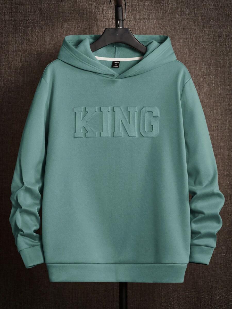 Manfinity NXTstreet Men's Letter Embossed Hoodie - Green - View 1