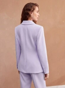 MOTF PREMIUM WOVEN WOMEN'S SOLID PEAK COLLAR BLAZER - Mauve Purple - View 5