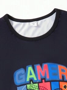 Teen Boys' Glow-In-The-Dark Game Console Printed Home Clothes - Black - View 3
