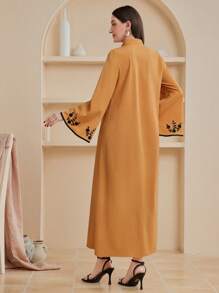 Al Najma 女性花卉刺繡鈴袖寬鬆裙 - 黃色 - 查看 2