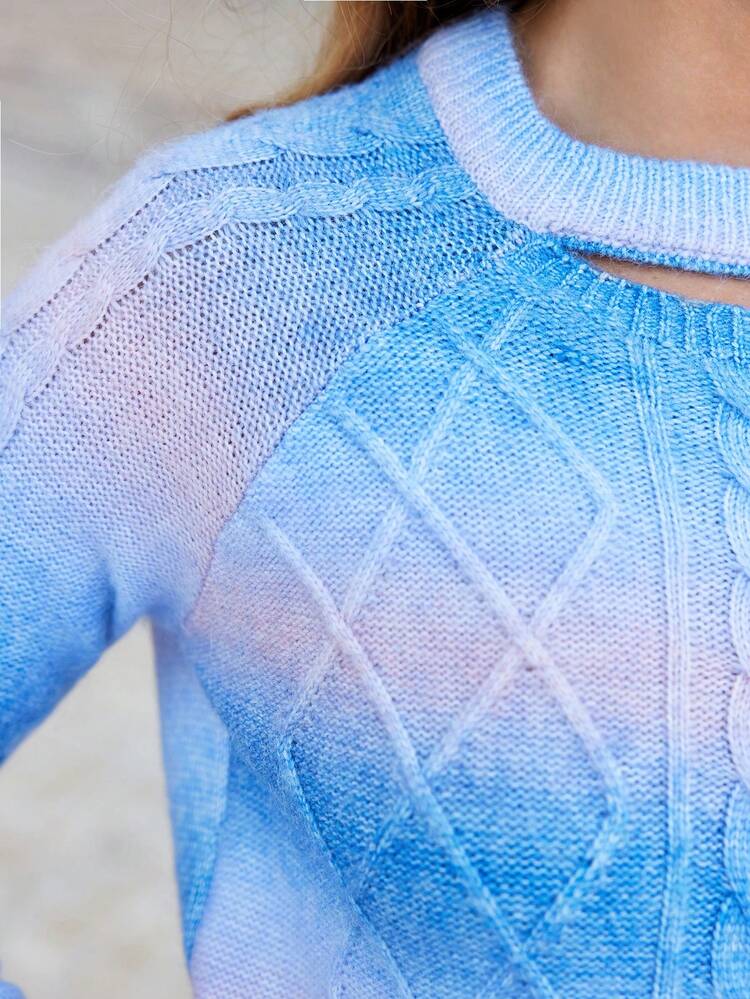 Women's Ombre Hollow Out Knit Pullover Fall Winter Sweater