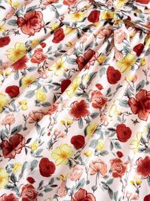 SHEIN Cô gái Tween In hoa Đầm Với Xù Hoa Sen Và Eo Thắt lưng - Nhiều màu - Xem 3