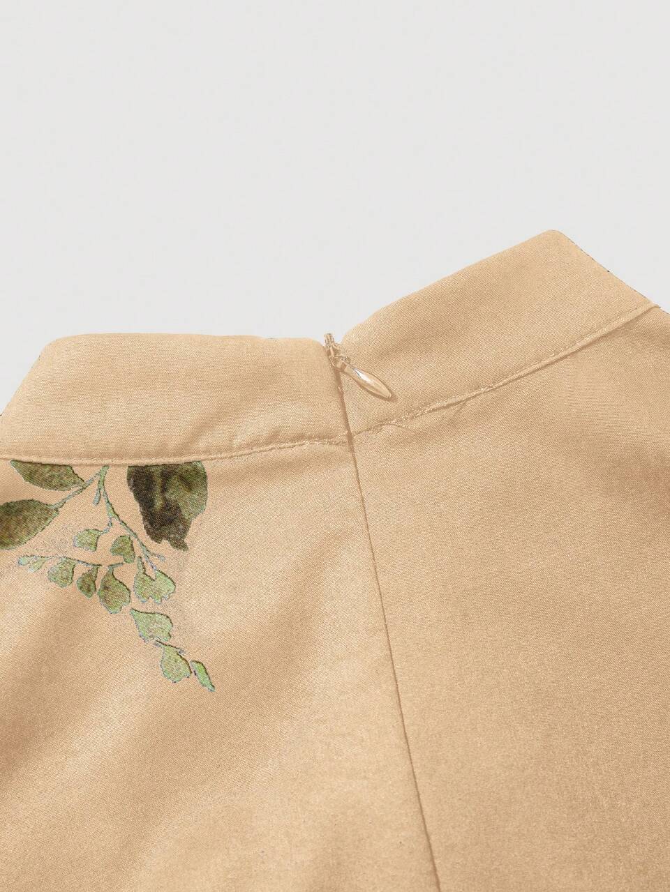 Women's Apricot-colored Floral Printed Waist-tied Dress