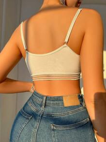 Women's Contrast Mesh Underwear Bra - White - View 2