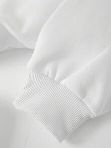 SHEIN LUNE Của phụ nữ Núi Và In Khẩu hiệu Lông cừu Áo nỉ - trắng - Xem 7