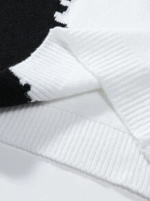 Manfinity Hypemode 男士拼色下垂肩毛衣 - 白色 - 查看 3