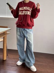 DAZY Women's Letter Print Drop Shoulder Sweatshirt