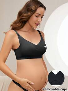 Moonlight&Mama Maternity Solid Color Nursing Bra For Mother - Black - View 5