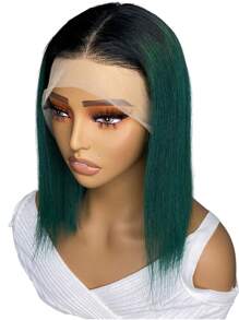 12英寸1b/綠色直髮假髮13x4全綁扣假髮露綻短髮奧布雷假髮 - S1/Green - 查看 5