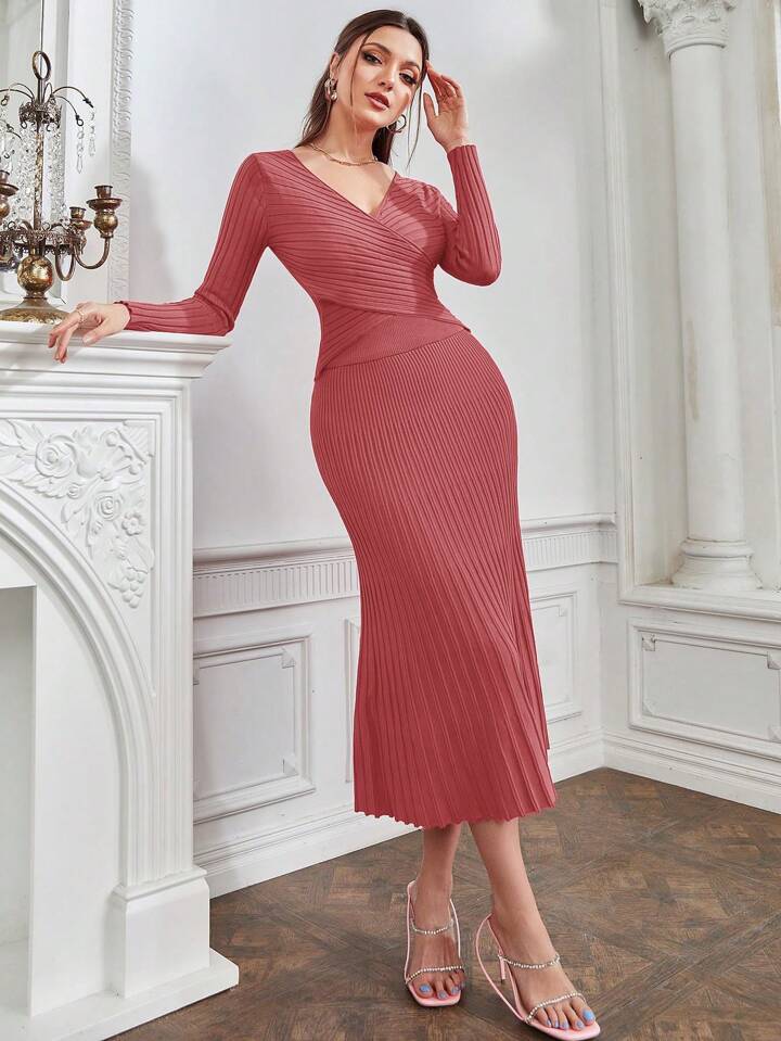 SHEIN Modely 2pcs Solid Color Sweater Set SHEIN UK