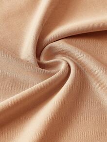 SHEIN Essnce 大尺碼女款純色百褶連身衣 - 卡其色 - 查看 12