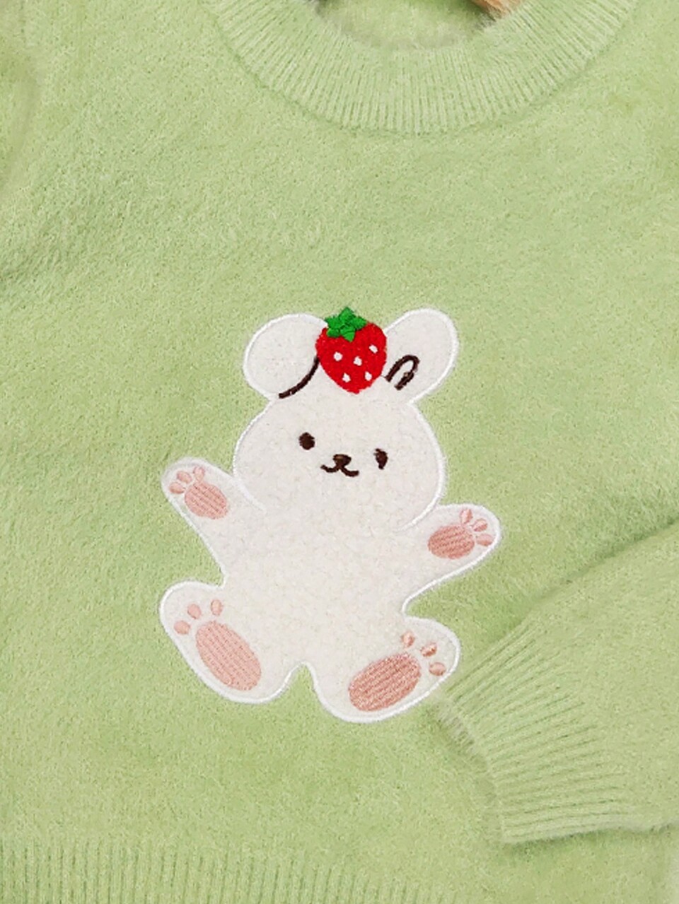 Baby Girls' Cartoon Rabbit Embroidered Long Sleeve Sweater