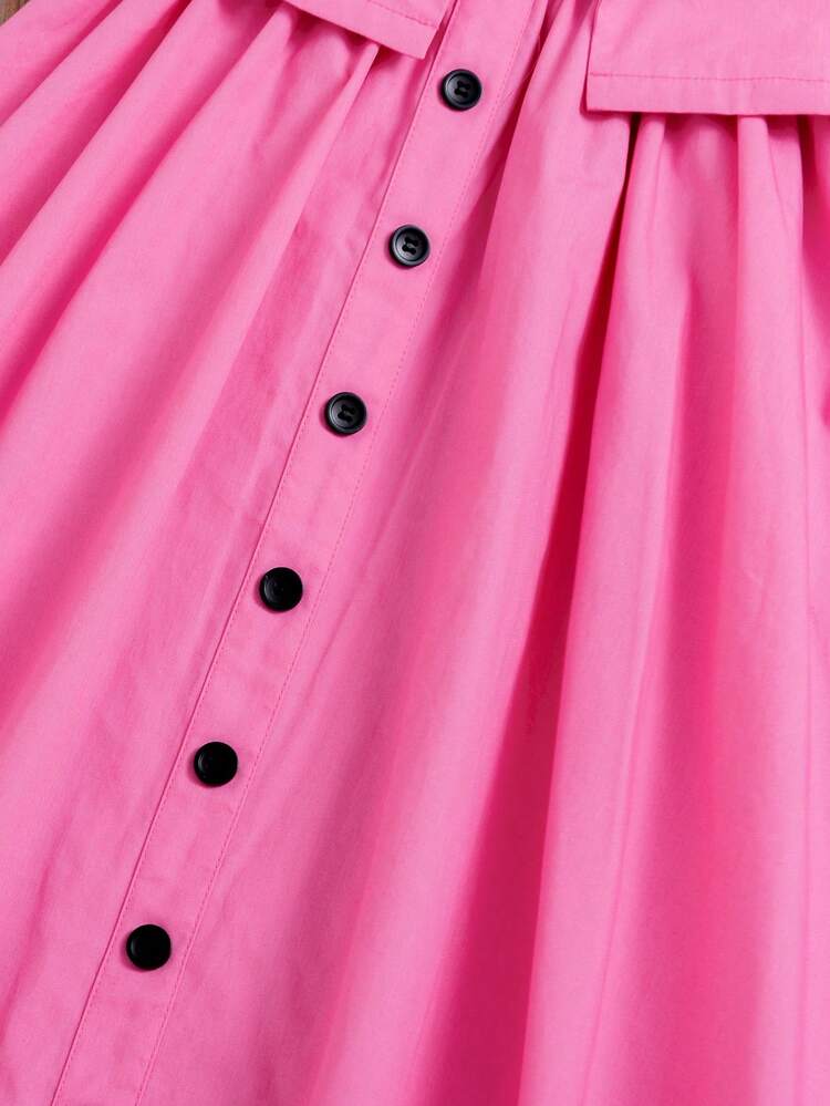 Girls' Woven Plain Shawl Collar Short Jacket With Plain Spaghetti Strap Dress Set