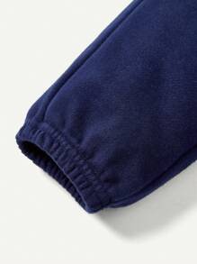 Newborn Baby Boys' Soft Knitted Casual Round Neck Loose Sweatshirt And Pants Set, Solid Color 4pcs Matching Set - Royal Blue - View 13