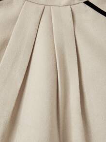 Vintamour 女款拼色鈕扣細節摺疊裙 - 卡其色 - 查看 7