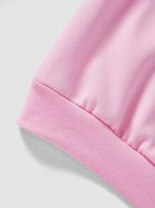 SHEIN EZwear Của phụ nữ Màu hồng Đơn giản Áo nỉ có mũ - Hồng - Xem 7
