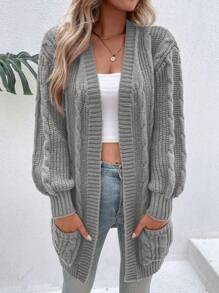 SHEIN LUNE 女士落肩开衫 - 淺灰色 - 查看 5