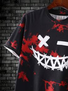 Manfinity LEGND Men Tie Dye Expression Print Tee & Drawstring Waist Sweatpants, Going Out, Boyfriend Gift