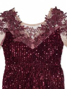 YISIKADO 大碼晚宴禮服裙（重工款） - 酒紅色 - 查看 7